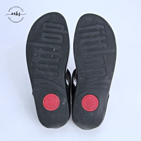 Fitflop Cha Cha Beaded Thong Sandals Black Women 10 - Picture 9 of 14